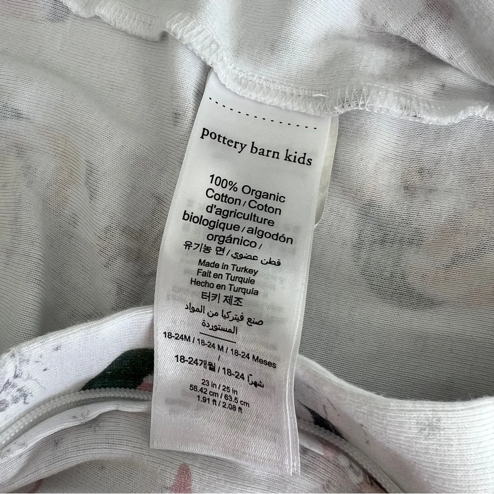 18-24M🎅🏻 Pottery Barn Kids Organic Pink Blush Vintage Heritage Santa Pajamas